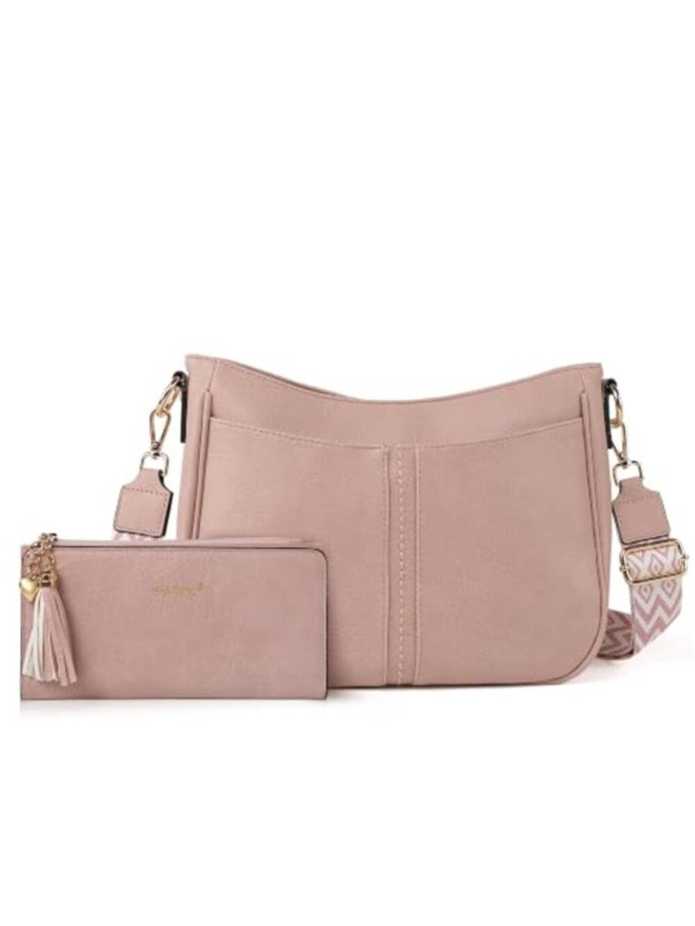 Womens Vegan Leather Crossbody Purse Shoulder Bag Wallet Adjustable Strap